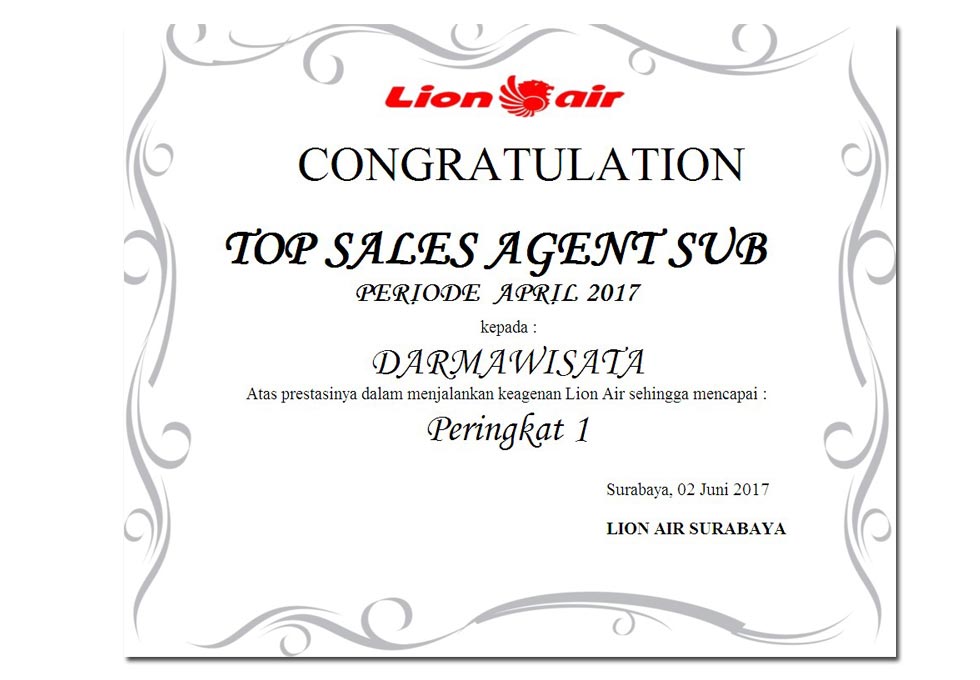 Lion Air - Top Sales Agent SUB April 2017