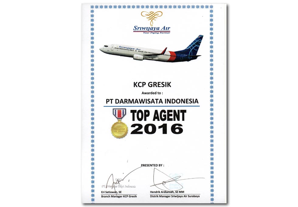 Sriwijaya Air - Top Agent 2016